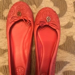 Tory Burch Chelsea Stitched Logo Flats Rose Petal